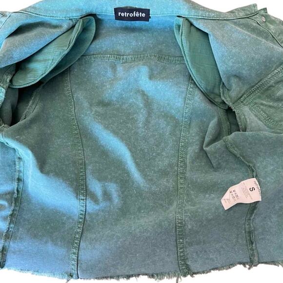 Retrofete Rissa Raw Hem Distressed Casual Jacket Size Small Mojito - Picture 13 of 13